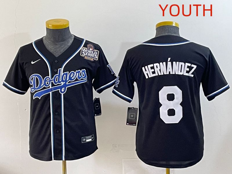 Youth 2025 Los Angeles Dodgers #8 Hernandez Black Three generations Fashion Nike MLB Jersey style 8->youth mlb jersey->Youth Jersey